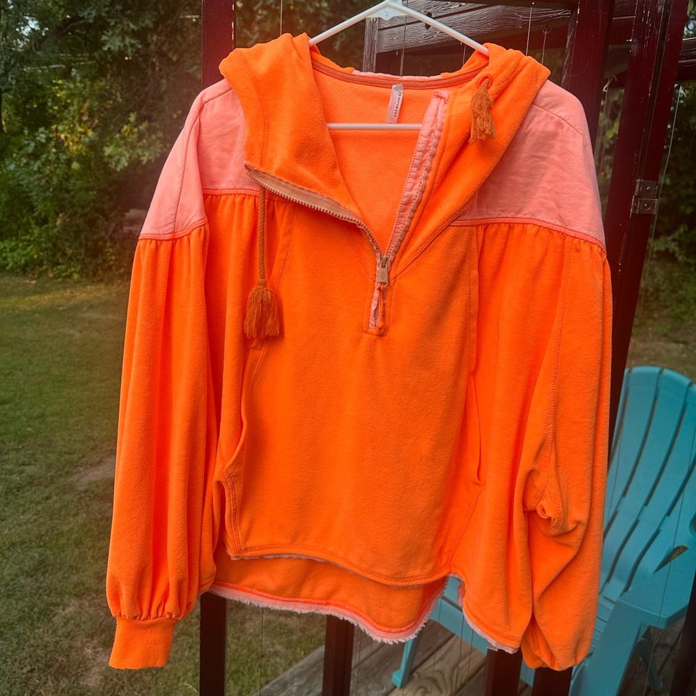 Free People Orange hooded sweatshirt
